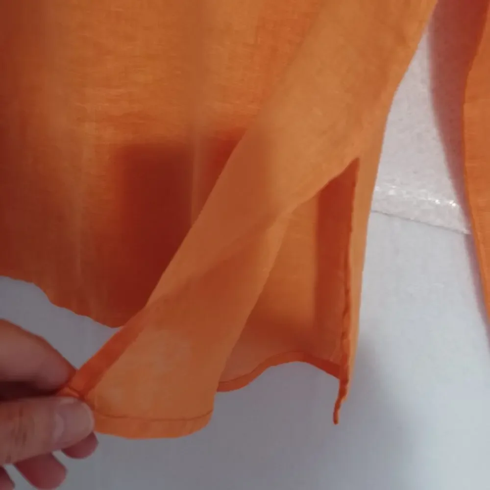 C&C California Linen Button Up Shirt Size S Orange Long Sleeve Tunic Top NEW - Picture 5 of 8